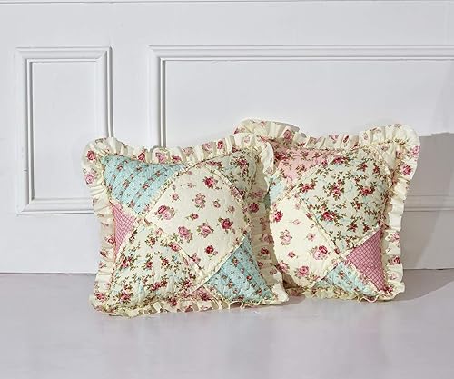 Miniatura 3 de Protector de sofá reversible acolchado con diseño de patchwork y bordado, capasrelleno suave, correa elástica de 2, lavable a máquina, funda para