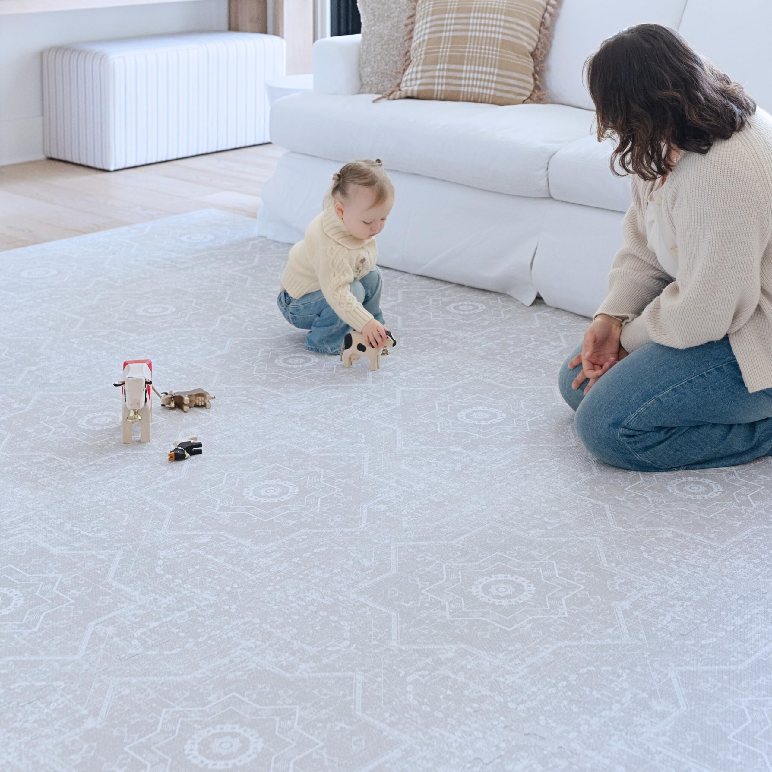 Little Landings Babyspielmatten für den Boden - Layla (1,2 x 1,8 m) - Premium EVA-Schaum Spielmatte für Babys und Kleinkinder - Perfekt für Bauchzeit, Krabbeln, Spielzimmer, stilvoll und komfortabel