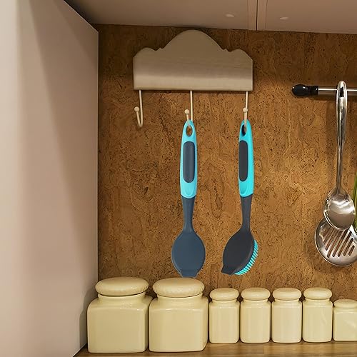 Miniatura 6 de PHYEX Paquete de 2 cepillos de platos con asa, cepillo suave para lavar platos de cocina, para limpiar ollas, sartén, fregadero