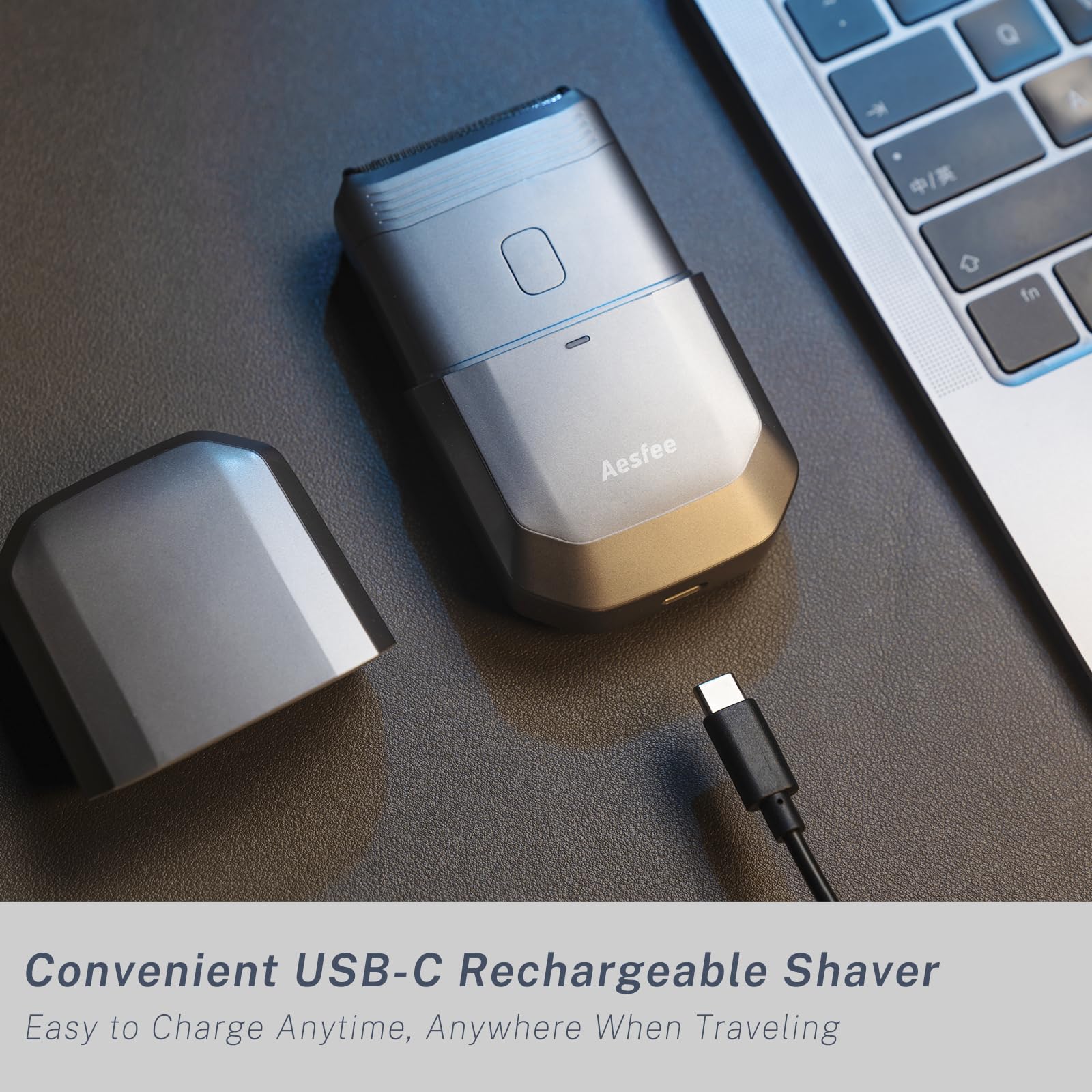 Rasoio Elettrico da Viaggio per Uomo - Mini Rasoi Elettrici Compatti a Lamina per Viso e Testa Calva da Uomo - Piccoli Rasoi Portatili per il Viso IPX7 impermeabili, Ricaricabili Tramite USB-C
