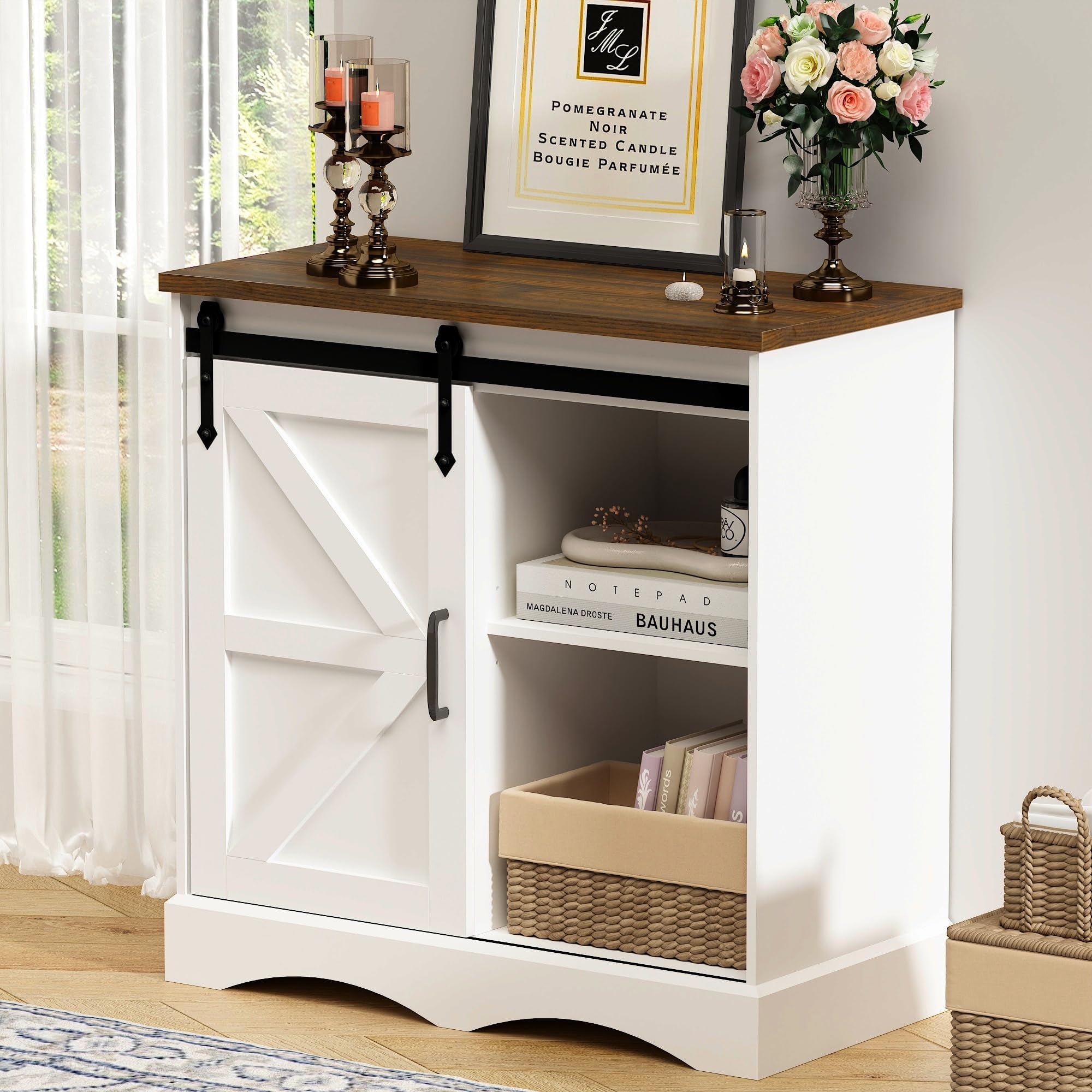 Amazon.com: Fingertip WD Farmhouse Sideboard Buffet Cabinet - 58 Inches ...