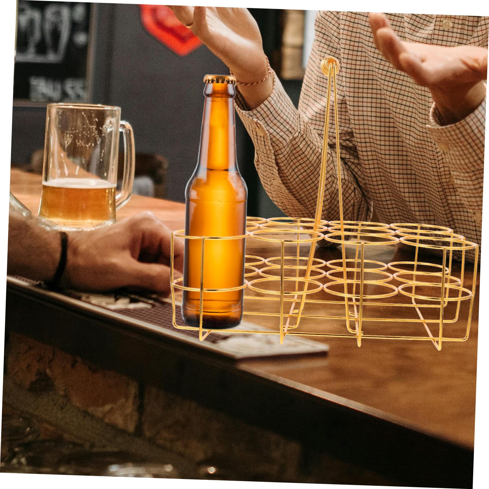 LALADEFIEE Beer Basket for Bottles Iron Beer Holder 12 Bottles Storage Ktv Bar Nightclub Tool