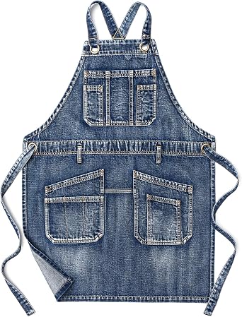 Jeanerlor - Washing Style Work Hairdresser Apron with Pockets for Women and Men
