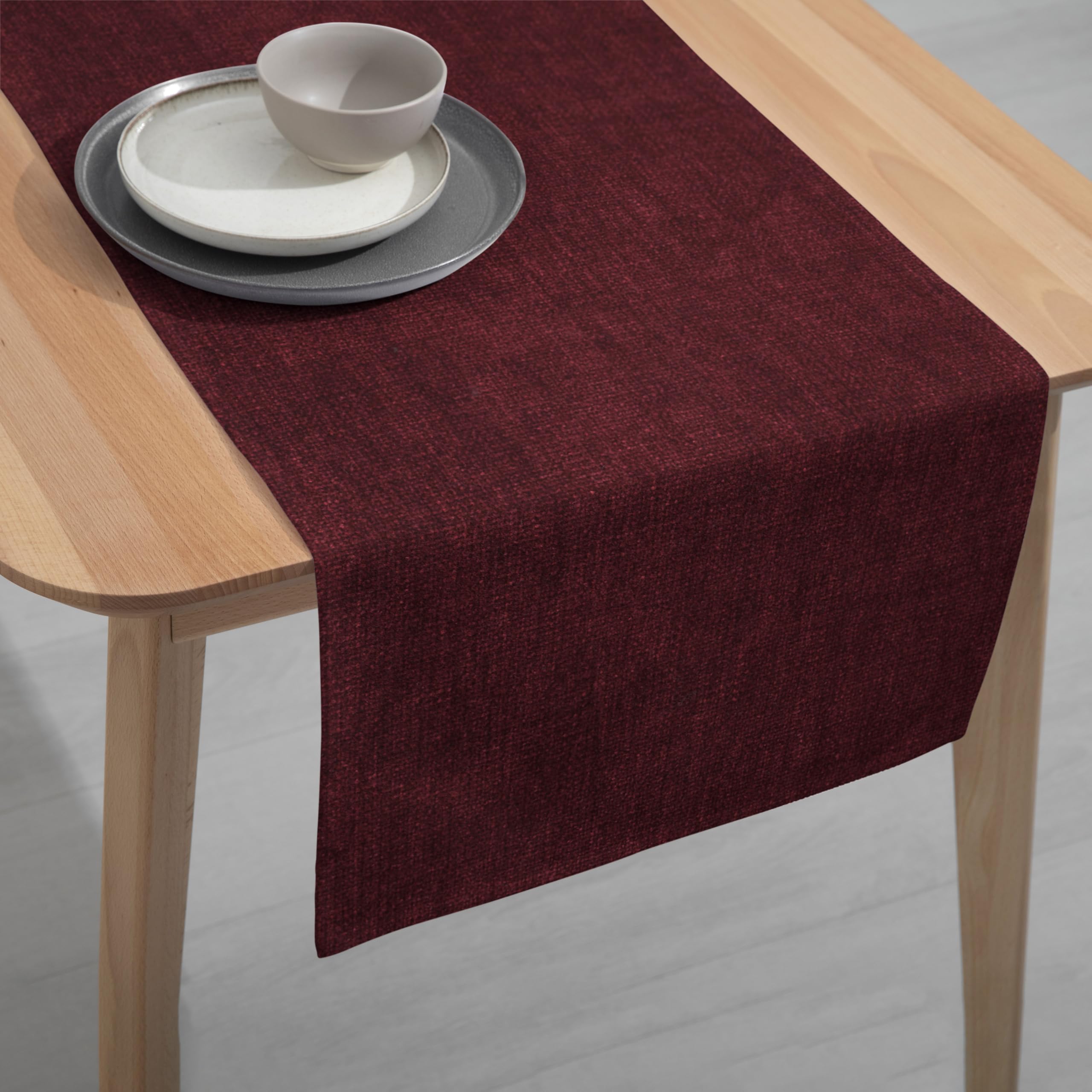 Encasa XO Dining Table Runner for 4 to 6 Seater | 32x150 cm | Maroon | Chenille Fabric | Machine Washable (B0D54KH66Z) Amazon Price History, Amazon Price Tracker