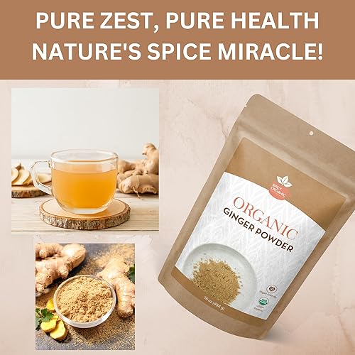 Miniatura 5 de SPICY ORGANIC Polvo de raíz de jengibre  8 onzas  Recién molido de jengibre indio crudo, especias secas para hornear, bebidas y cocinar  100% puro,