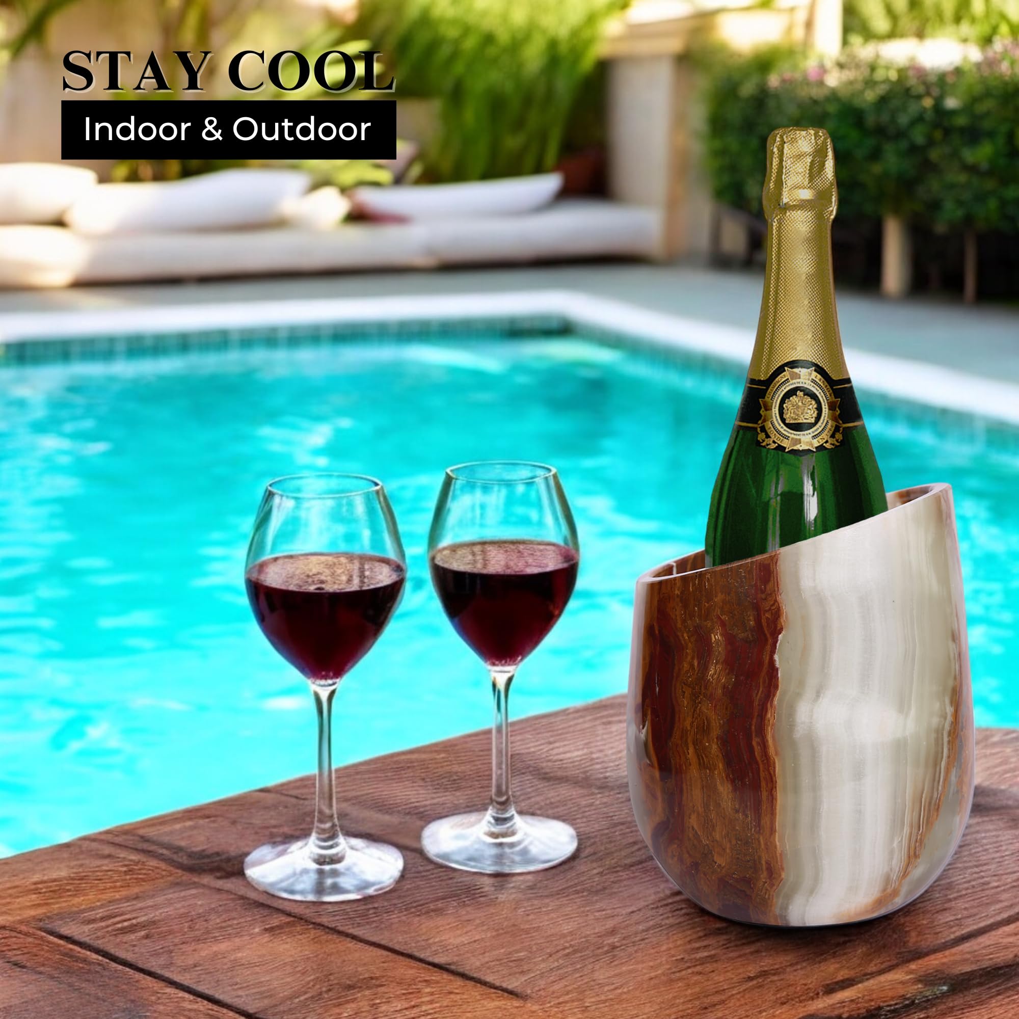 Enfriador de vino de mármol, cubo enfriador de vino de alta calidad, perfecto para botellas de vino, mantiene tu enfriador de champán y seguro, sostiene fácilmente botellas de 750 ml,