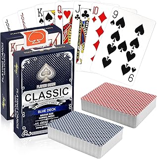 2 Decks wasserdichte Spielkarten, Kunststoff Spielkarten, Rot/Blau Wasserfeste Poker Karten mit Matter Rückseite für Poker, Blackjack, Bridge, Canasta (2PCS)