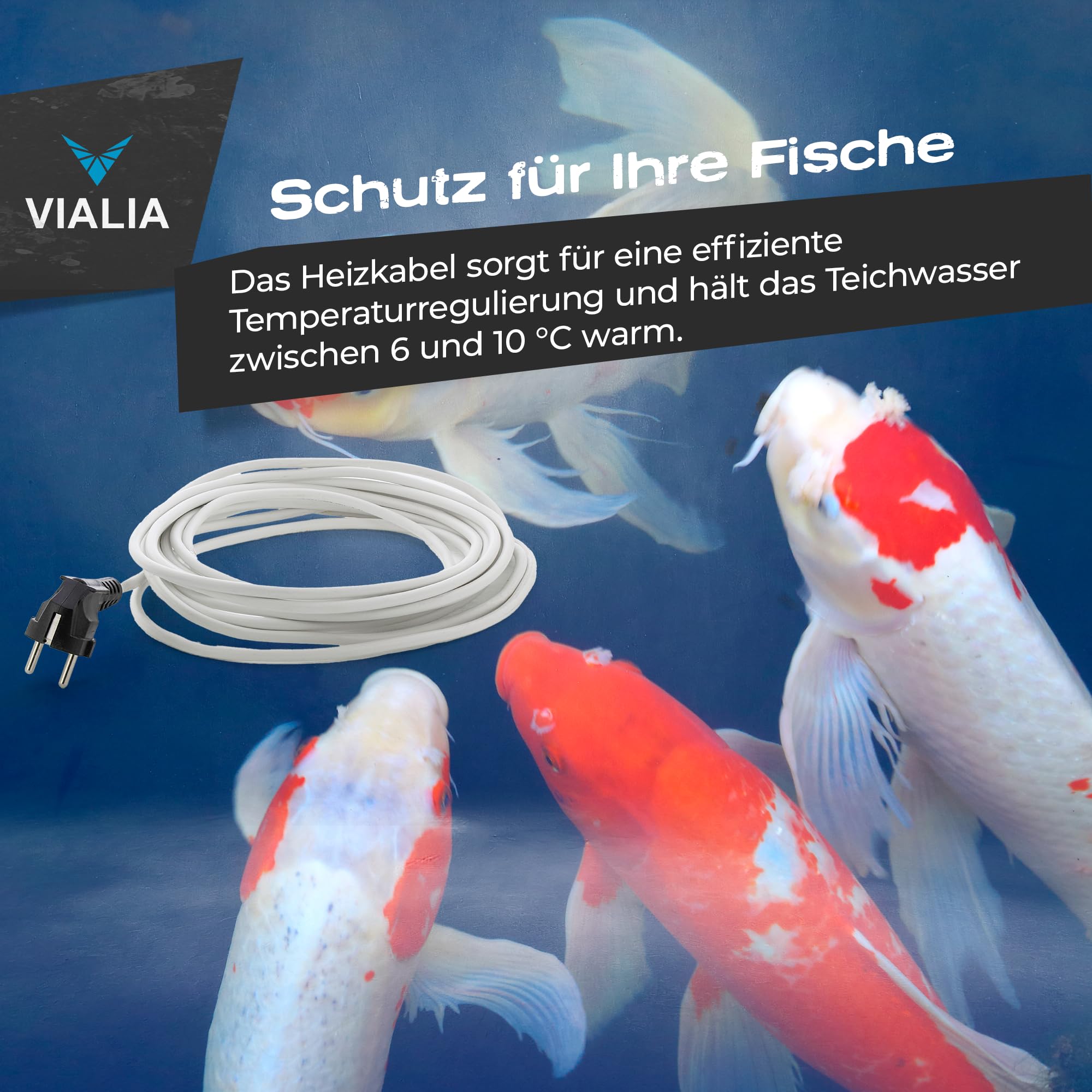 Frostschutz Heizkabel 6m 75W | Eisfreihalter für Teiche von 1-4 m³ | Teichheizung zum Schutz von Fischen & Pflanzen im Winter | Wärmekabel IP68 wasserdicht für Filter & Wasserlauf
