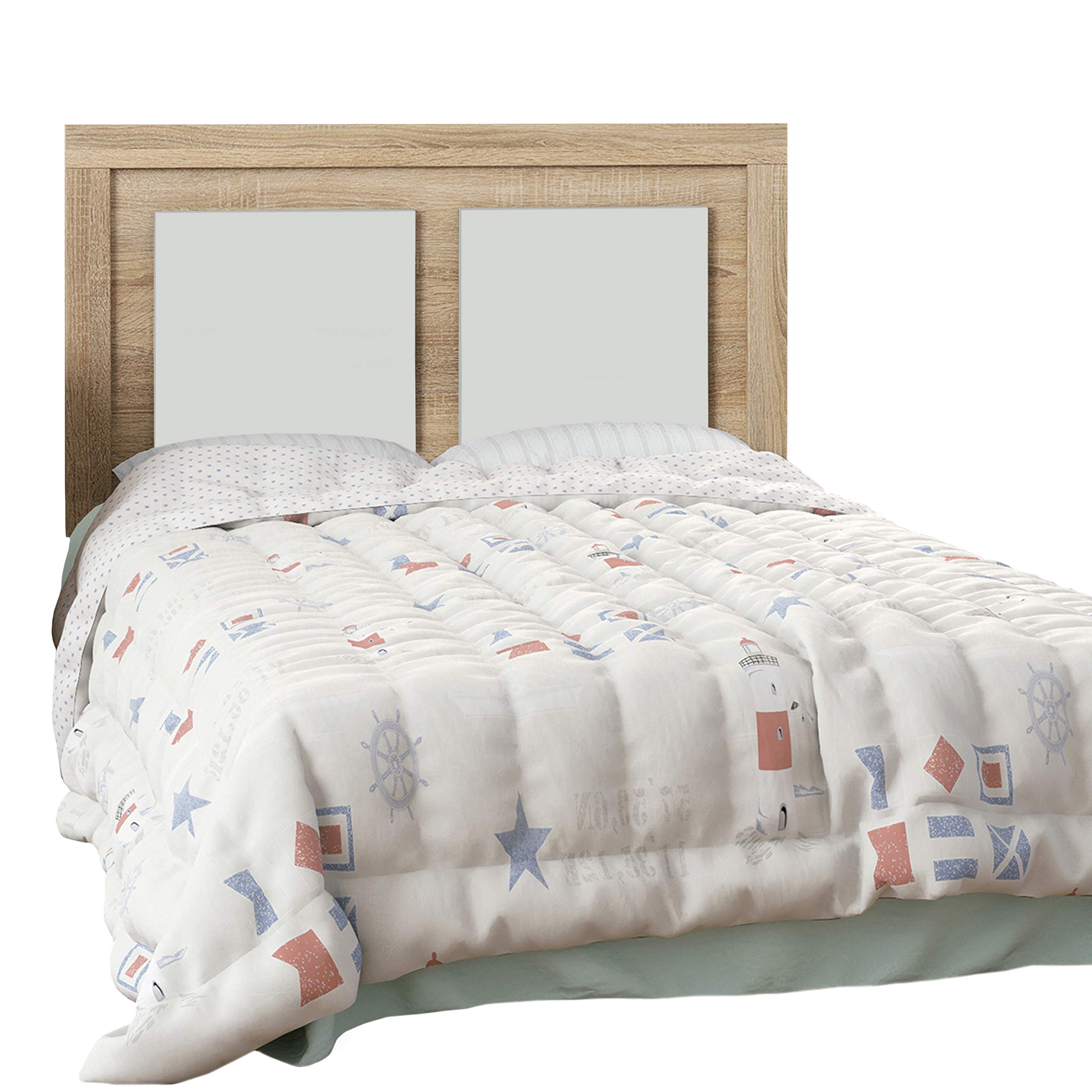 duehome | Cabezal para Cama Individual, cabecero Modelo Lara, Color Cambria y Blanco, Medidas: 110 cm (Ancho) x 59 cm (Alto) x 3 cm (Fondo)