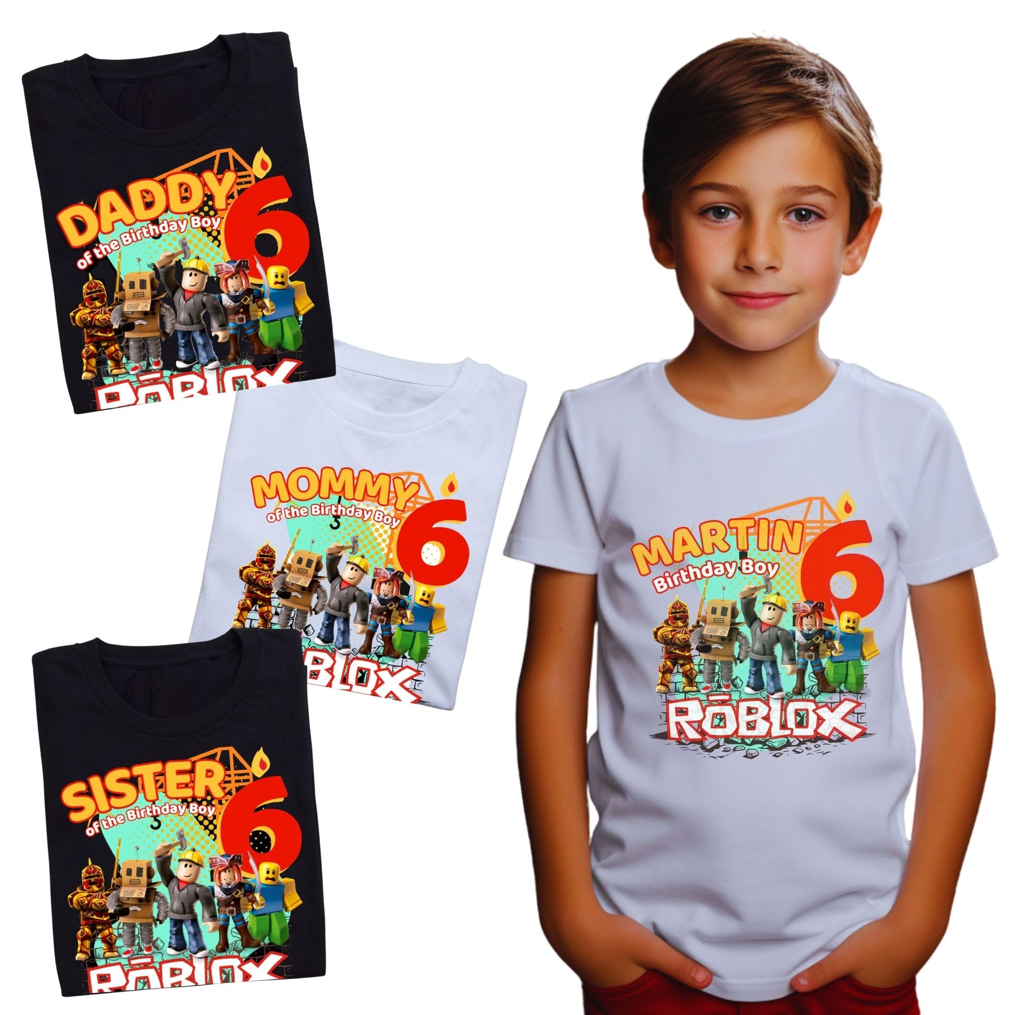 Custom Birthday Family Matching Shirts, Family Personalized Shirts, Robux Characters T-Shirts, Video Games t-Shirt, Blocks Shirt, Camiseta