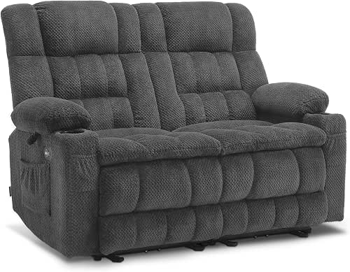 MCombo 57" Reclining Loveseat with Heat and Massage, Zero Gravity