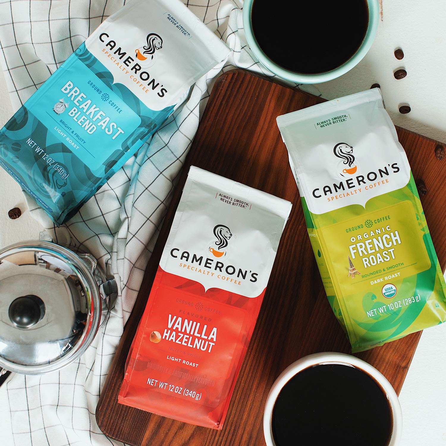 Cameron's Coffee Roasted Ground Coffee Bag, Decaf Breakfast Blend, 28 Ounce