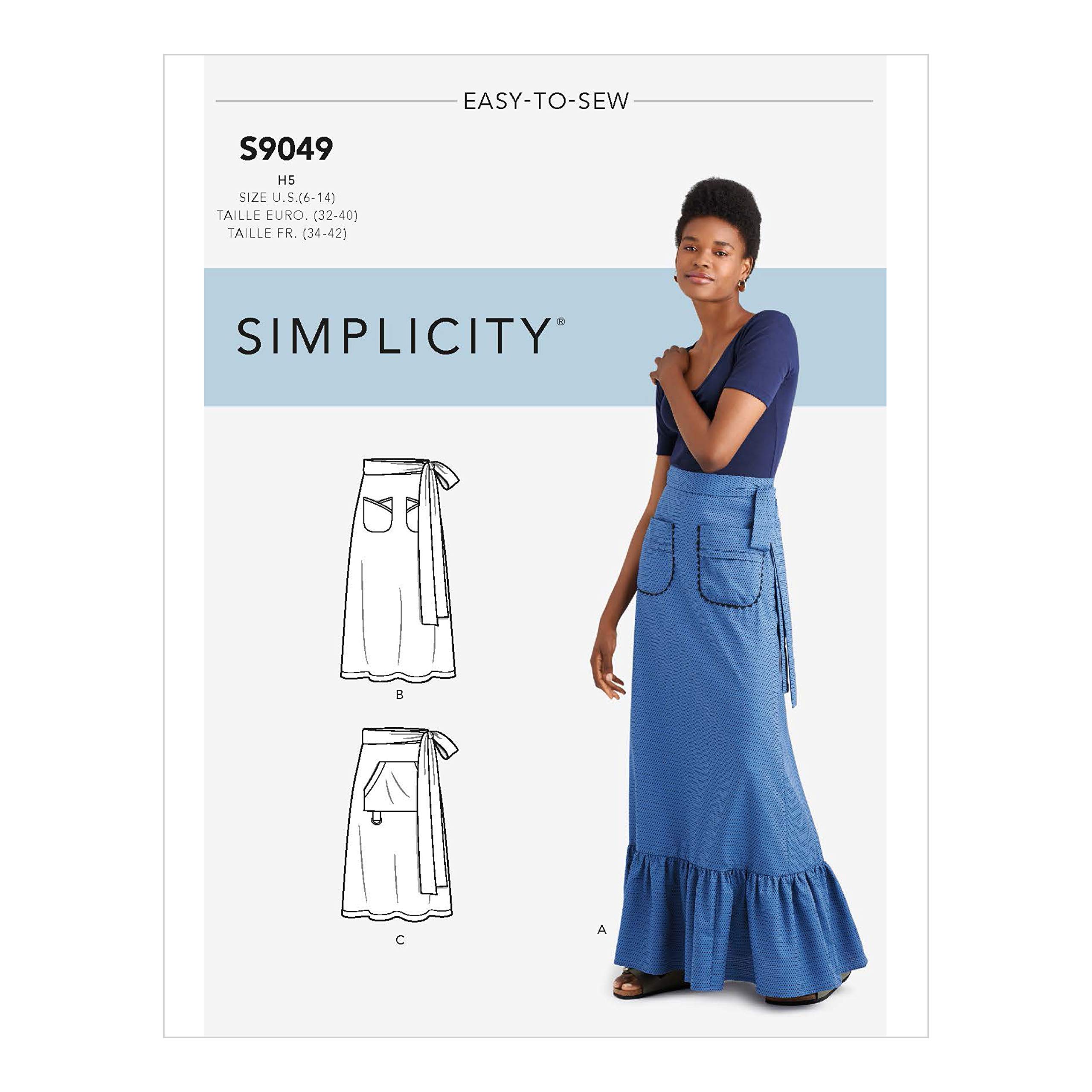 Patron jupe enveloppée dos S9049R5 avec poches pratiques Simplicity