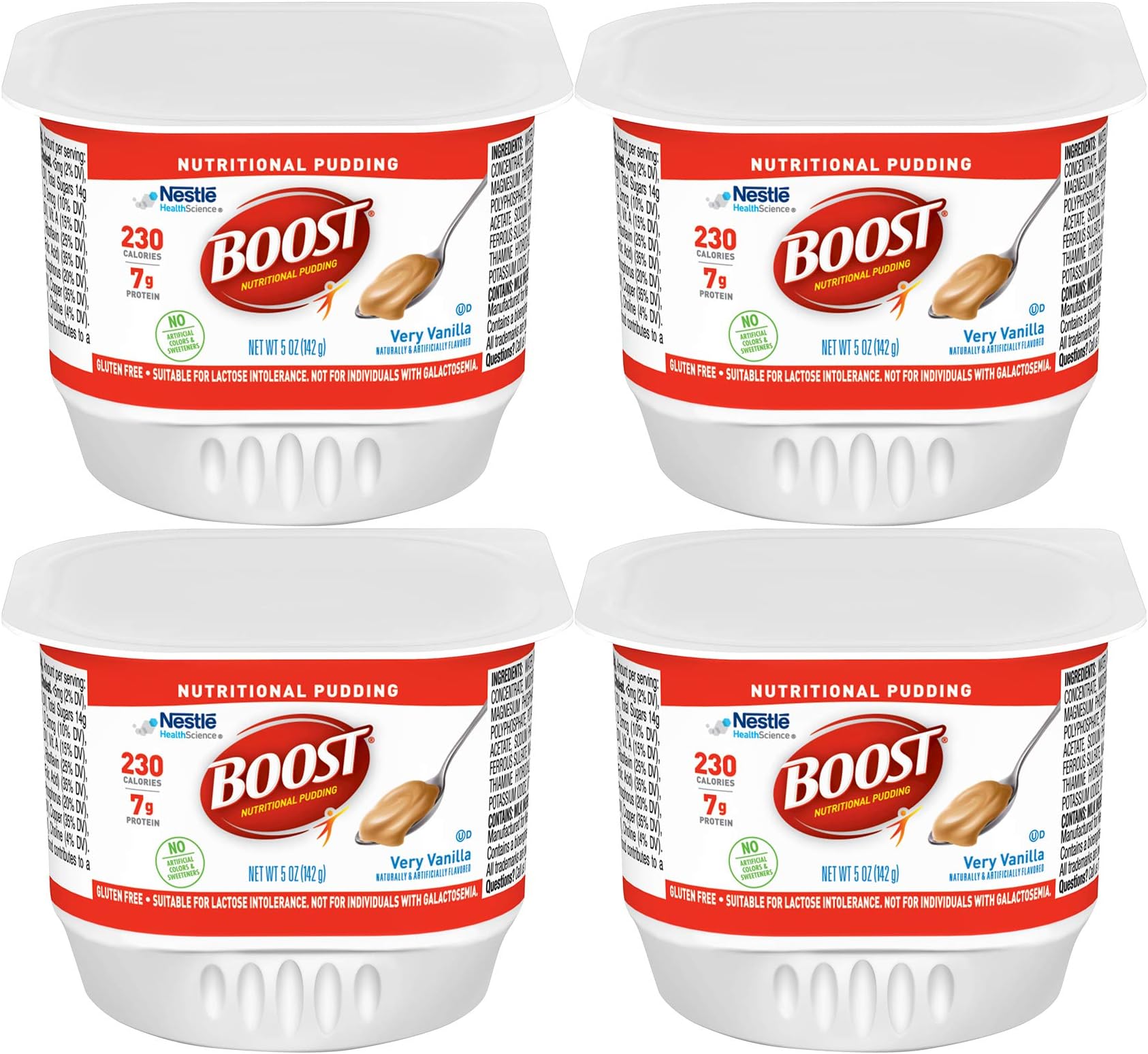 Nestle Boost Nutritional Pudding, Very Vanilla,4 Count 5 Ounce (Pack of 4)