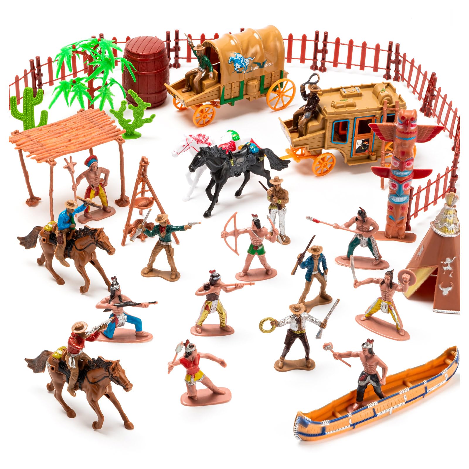 LSLYHTC Cowboys and Indians Toys Set - 43 Pcs Native American