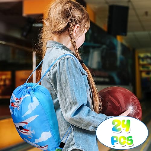 Miniatura 3 de Talltalk 24 bolsas de regalo con cordón de avión, bolsas de regalo para fiestas de cumpleaños para niños, mochila de avión, bolsas con cordón,