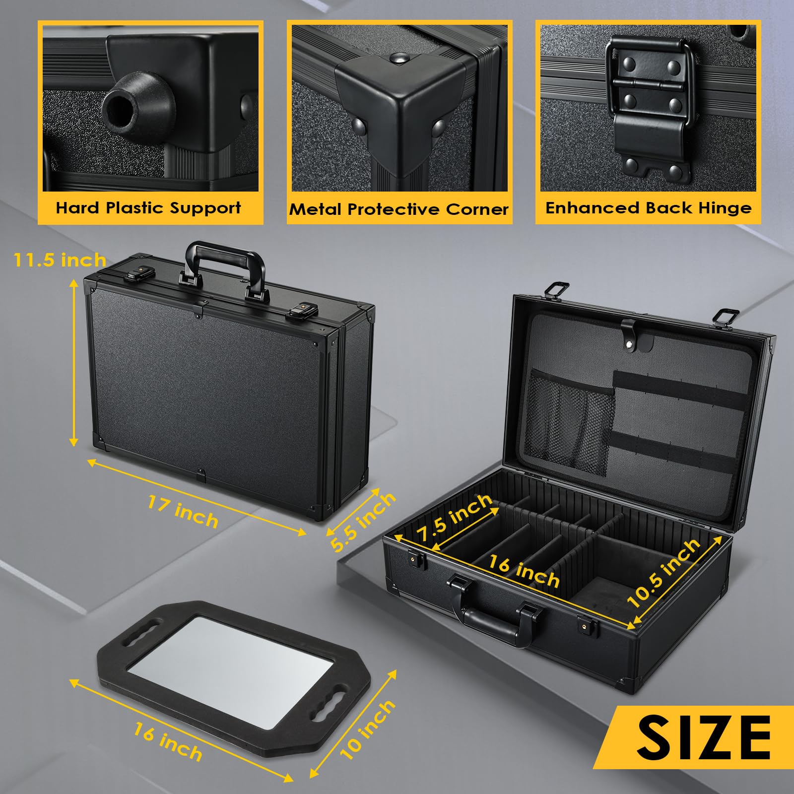 Yueieoun Barber Accessory Case with Mirror and Tool Organizer