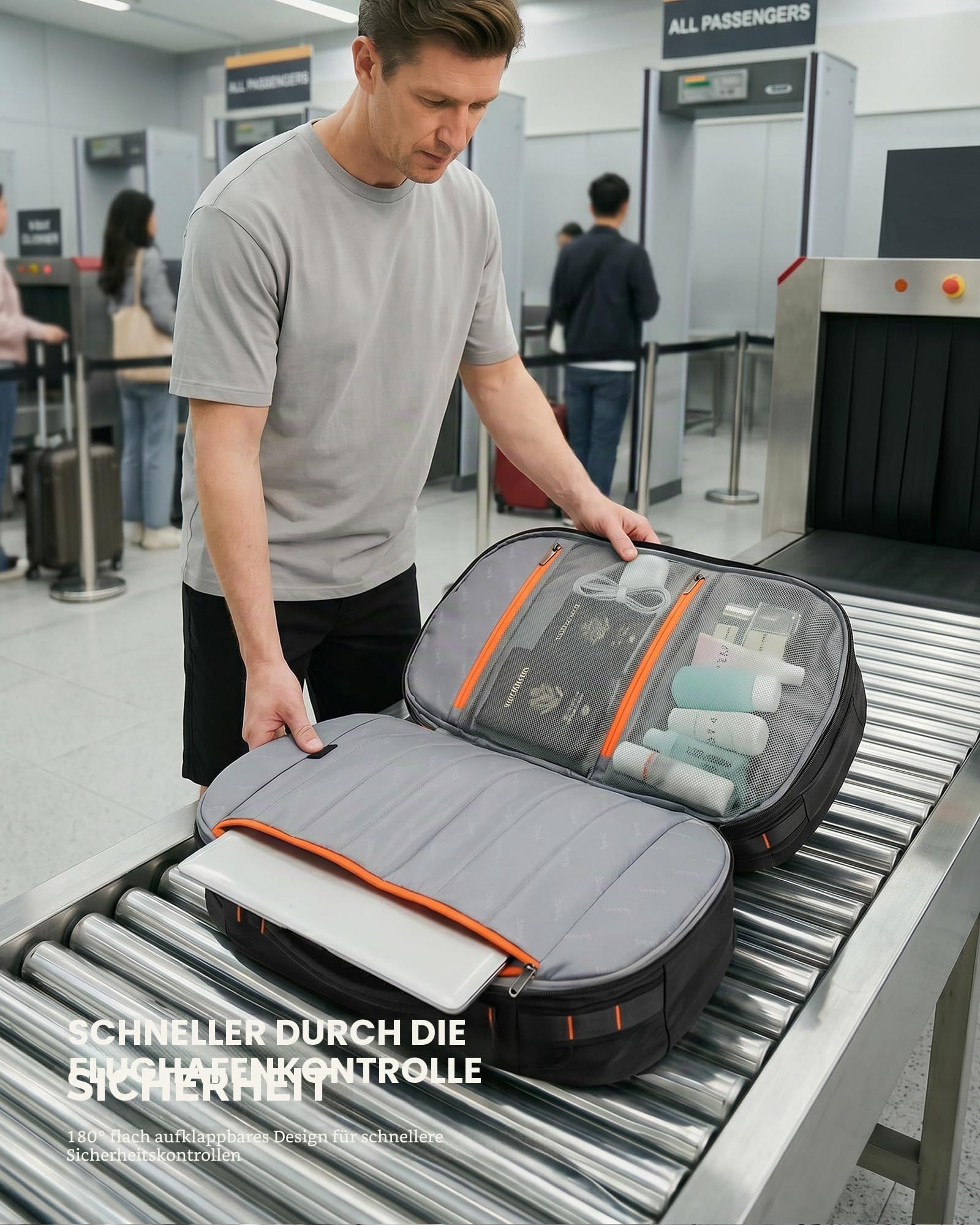 Tolaccea Reiserucksack, Handgepäck Rucksack Flugzeug, TSA-Freundlicher Laptop Rucksack 15,6 Zoll, Erweiterbar 40L auf 50L, Weekender Herren für Reise Wandern Camping