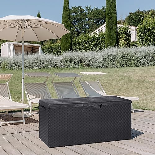 Miniatura 5 de Z175E097 Portofino resistente a la intemperie, 90 galones, caja de cubierta de resina para exteriores, gris