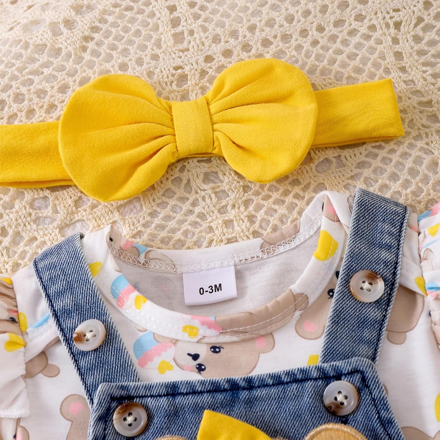 Baby Girl Clothes Suspender Skirt Newborn Ruffle Romper Cute Bear Jeans Dress Bow Headband Summer Outfits 0-18 Months - Image 4