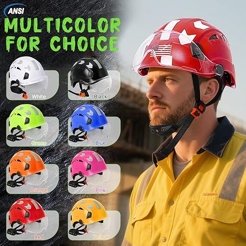 Miniatura 8 de AOLAMEGS Casco de seguridad de construcción  ANSI Z89.1 OSHA aprobado por la OSHA cascos de seguridad con correas para la barbilla, sombreros