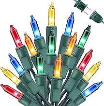 Toodour Multicolor Christmas Lights, 12.5ft 50 Count Incandescent Christmas String Lights, UL Certified Connectable Green Wire Xmas Lights for Tree, Holiday, Party, New Year, Indoor Xmas Decorations