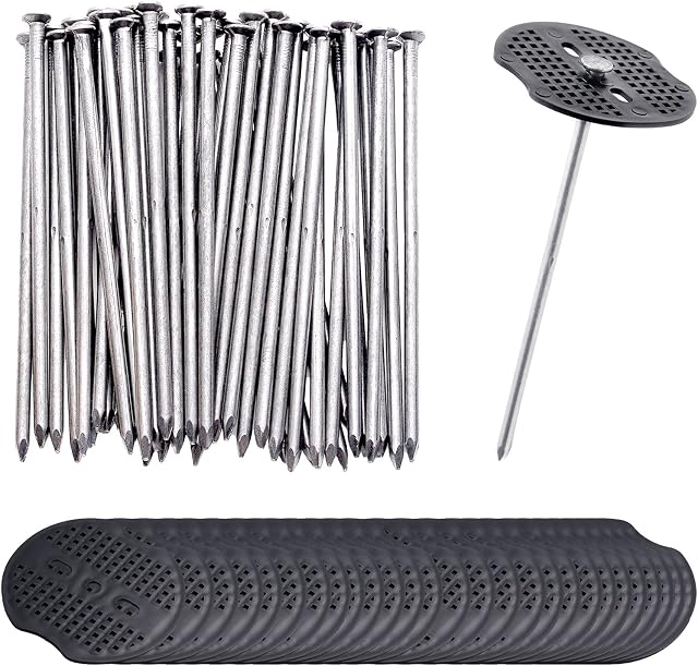 NC 80pcs Garden Steel Anchors Ground Netting Fixing Securing Pegs Staples Pins Landscape Sod Stakes 5mm Thick Ground Pegs (40 Garden Pegs & 40 Buffer Washer)