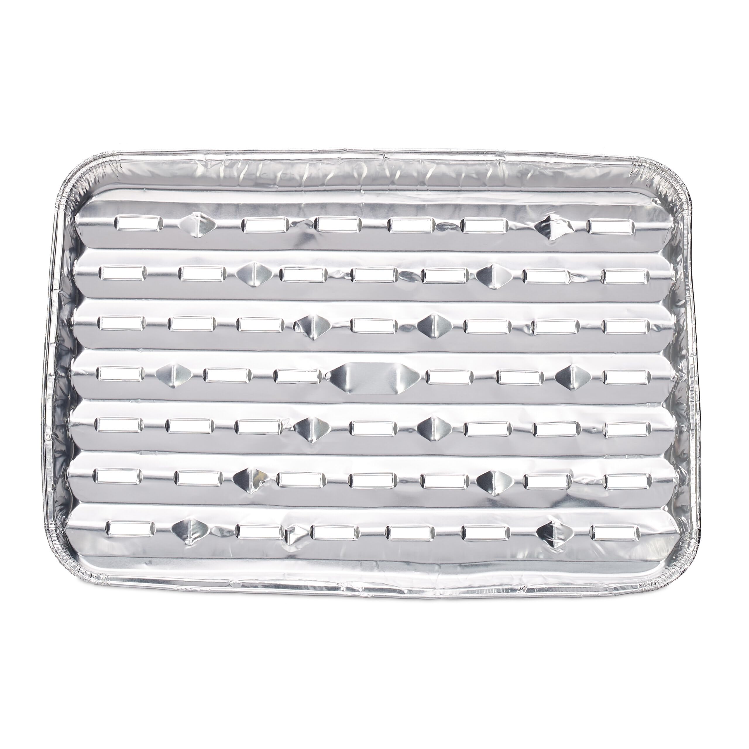 Relaxdays Pack 25 Bandejas de Aluminio para Barbacoa, 34 x 22 cm, Recipientes con Agujeros, Parrilla u Horno, Plateado
