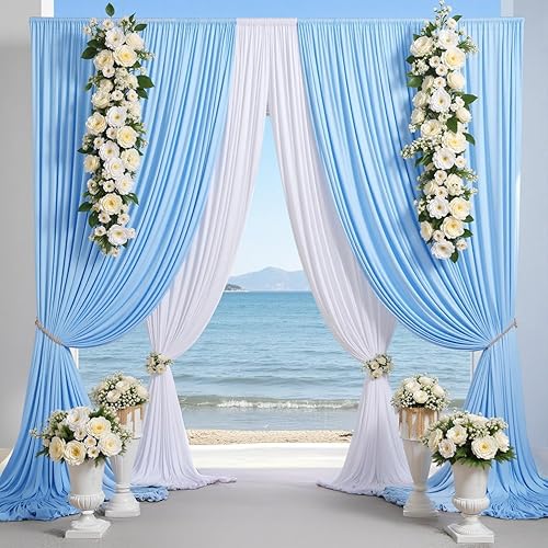 Miniatura 5 de Cortinas de fondo rosa rubor de 30 x 10 pies para fiestas, cortinas de poliéster sin arrugas, 6 paneles de tela de 5 x 10 pies para bodas, fiestas