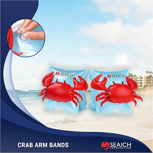 Miniatura 3 de Flotadores inflables de cangrejo para niños, 9 x 6 pulgadas, bandas inflables para brazos de natación para niños pequeños  Bandas de brazo