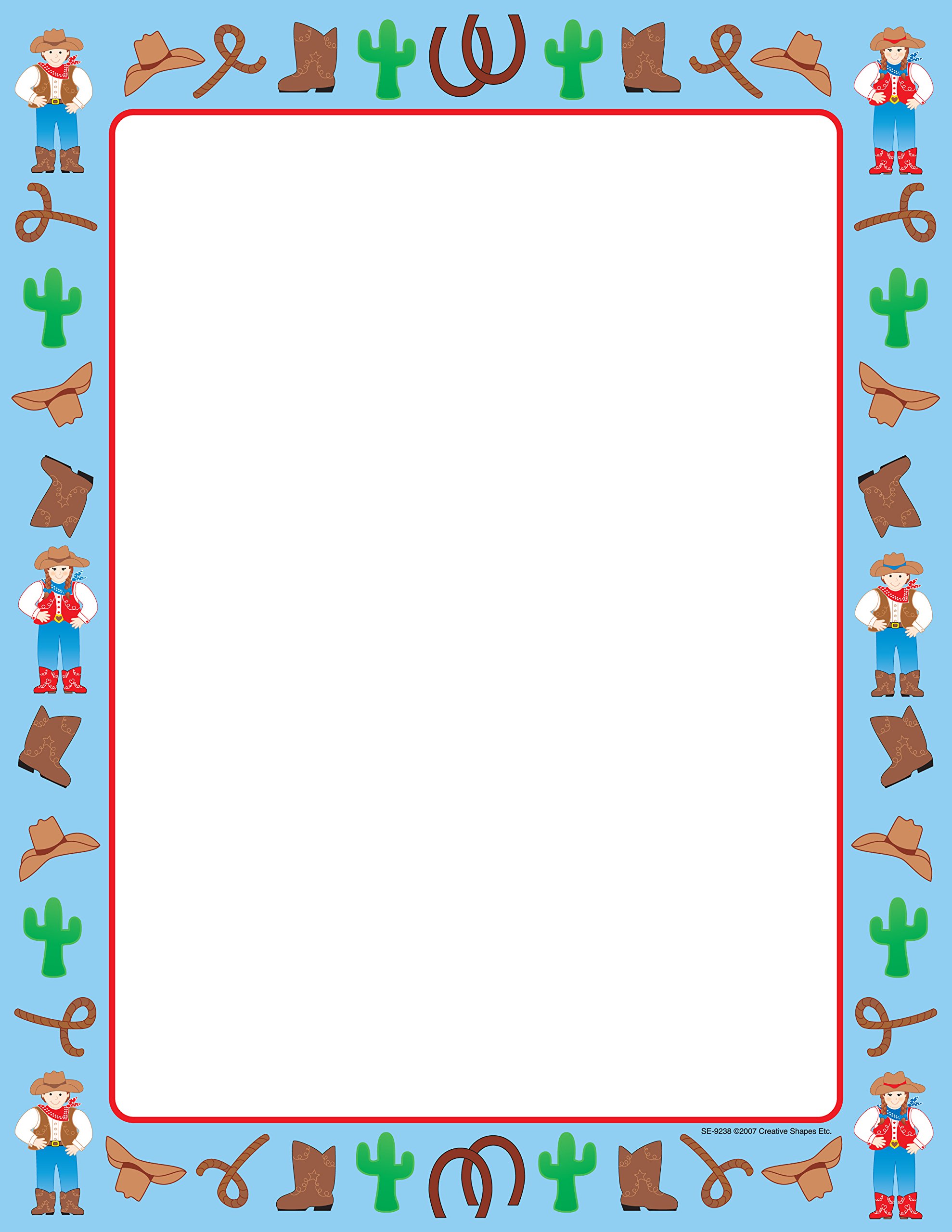 SHAPEES ETC. 50 Sheets Western Designer Paper 8.5in x 11in Wild West Classroom Computer Paper USA Made