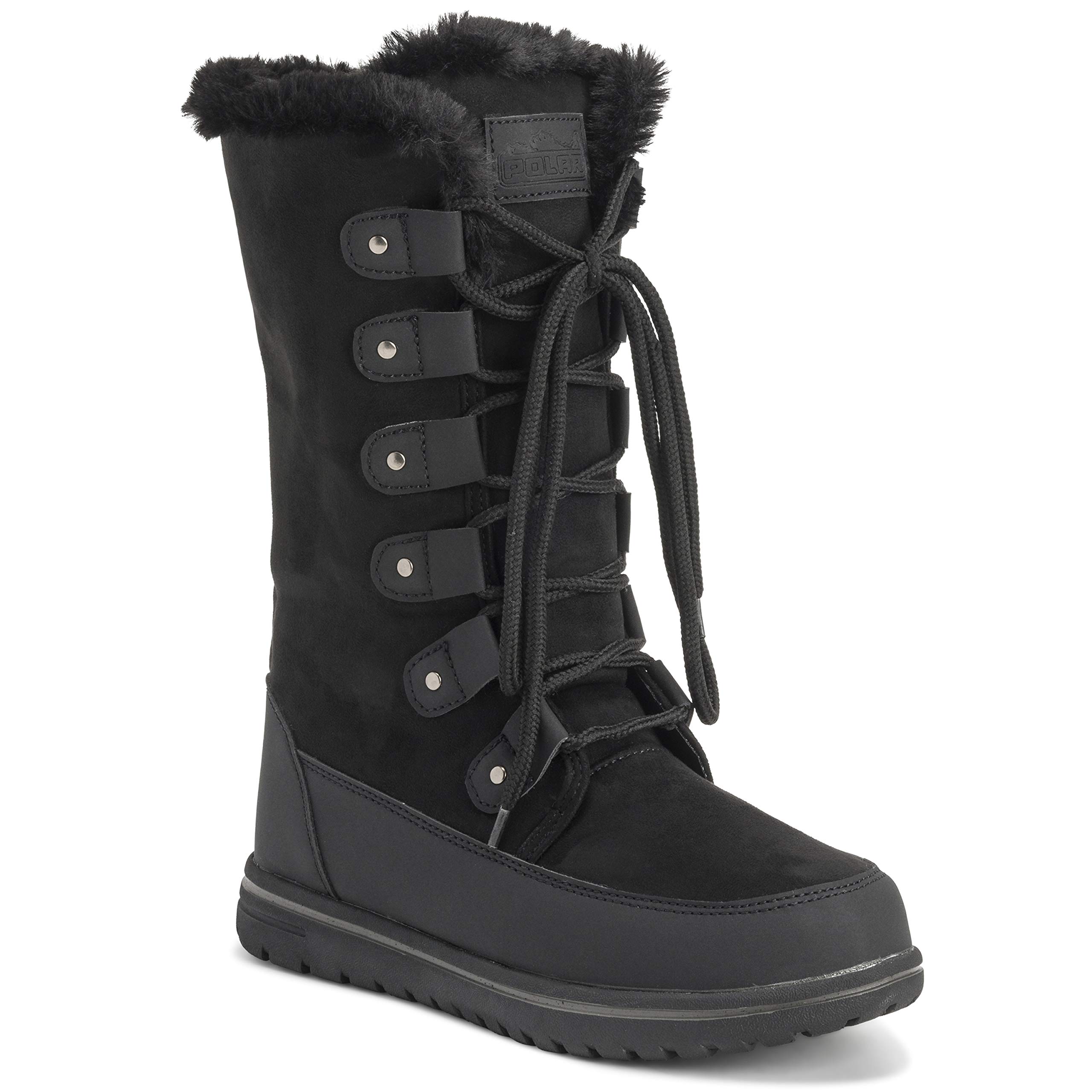 Polar Boot Damen Hoch Dauerhaft Kunstpelz Winter Regen Schnee Wasserdicht Draussen Kalb Stiefel