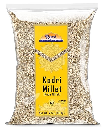 Rani Kodri (semillas de mijo Kodo pulido) granos antiguos 800 g (28 oz) todo natural apto para gluten NO OGM vegano origen indio (Varagu Kodra