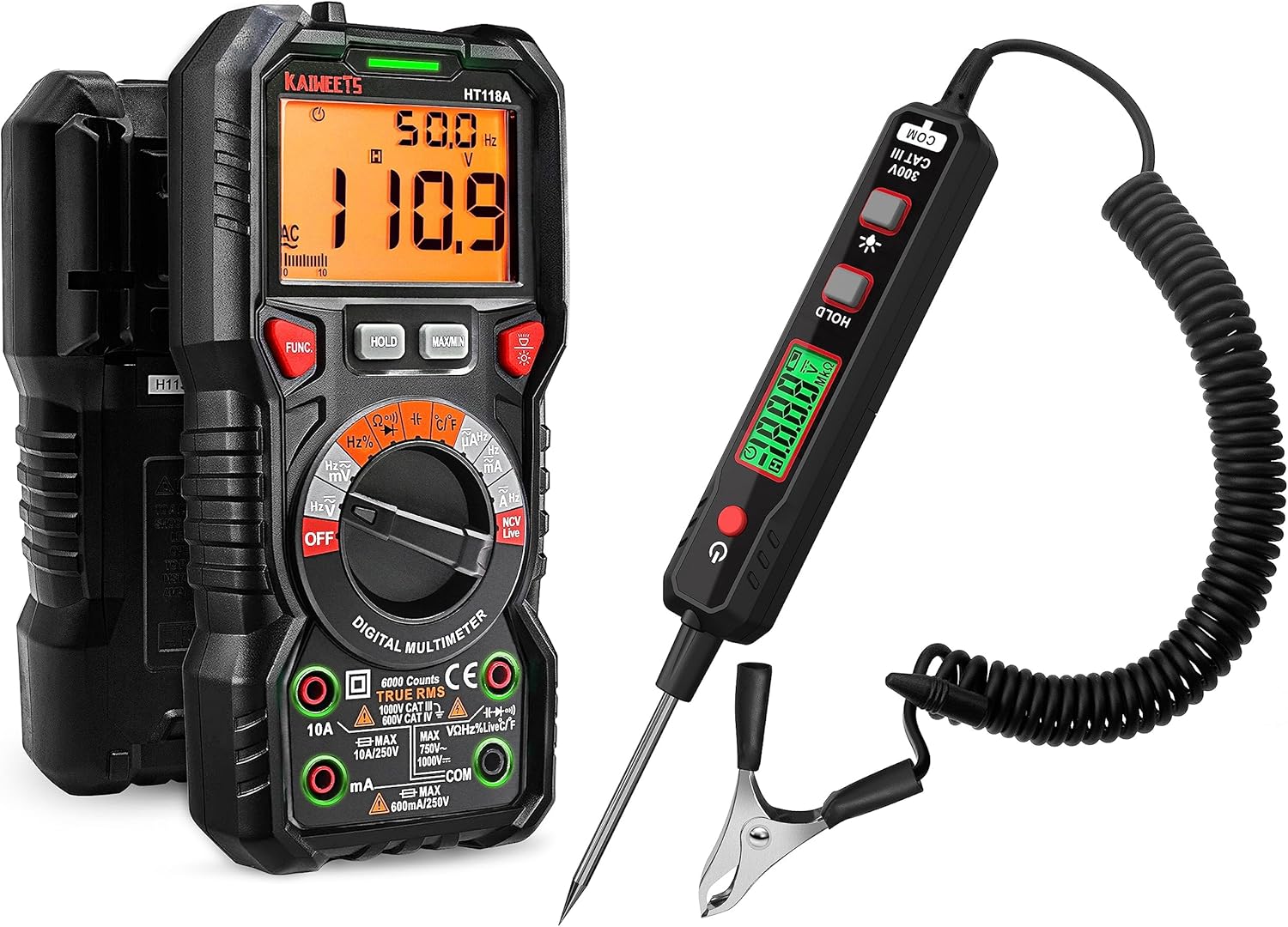 KAIWEETS Digital Multimeter TRMS 6000 Counts Voltmeter HT118A