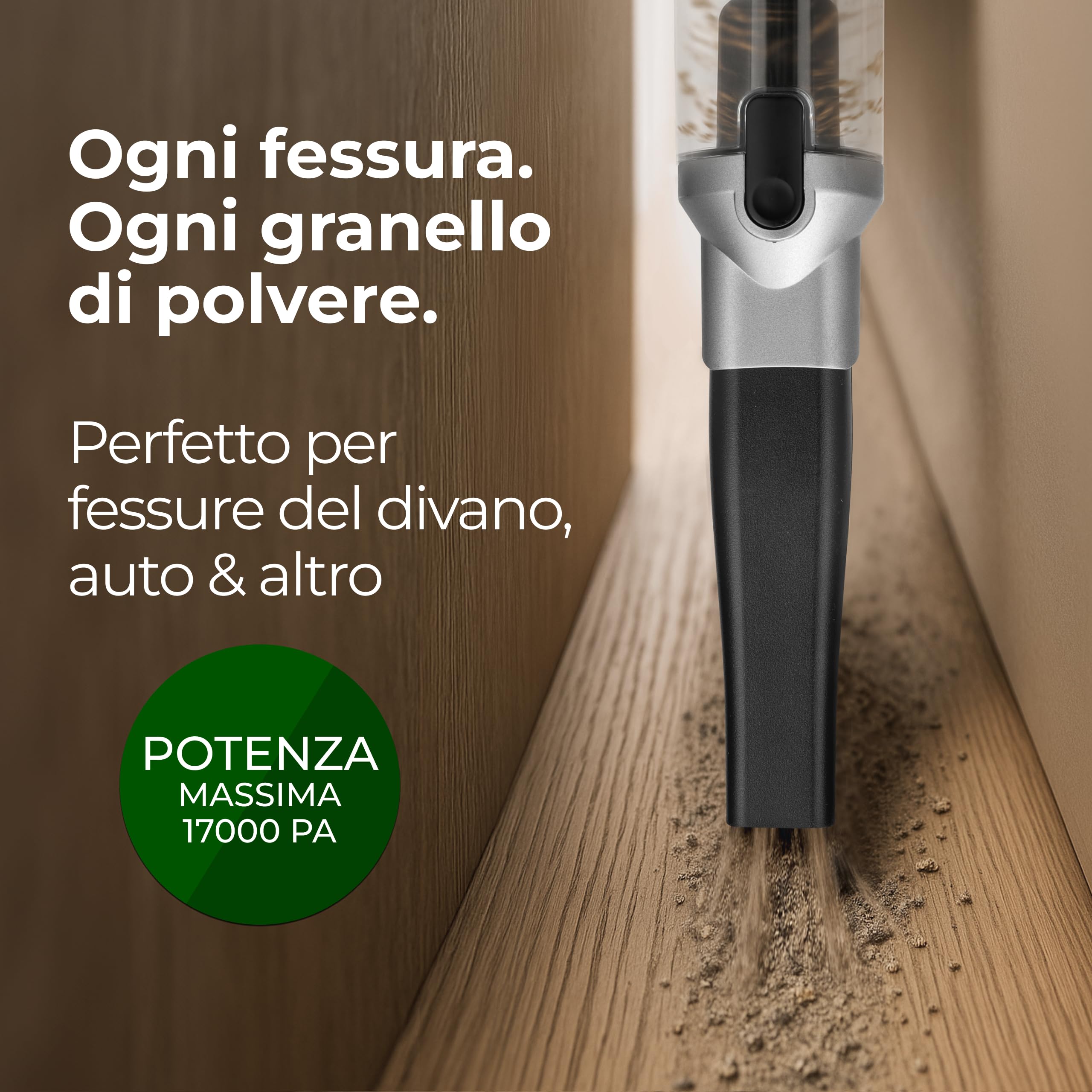 LEBENLANG Aspirabriciole Senza Fili Potente 17000PA - Incl. Supporto | Incl. Potente Batteria & Con Funzione Di Ricarica & HEPA Filtro I Aspirapolvere Auto Portatile Mini Aspira Briciole Elettrico