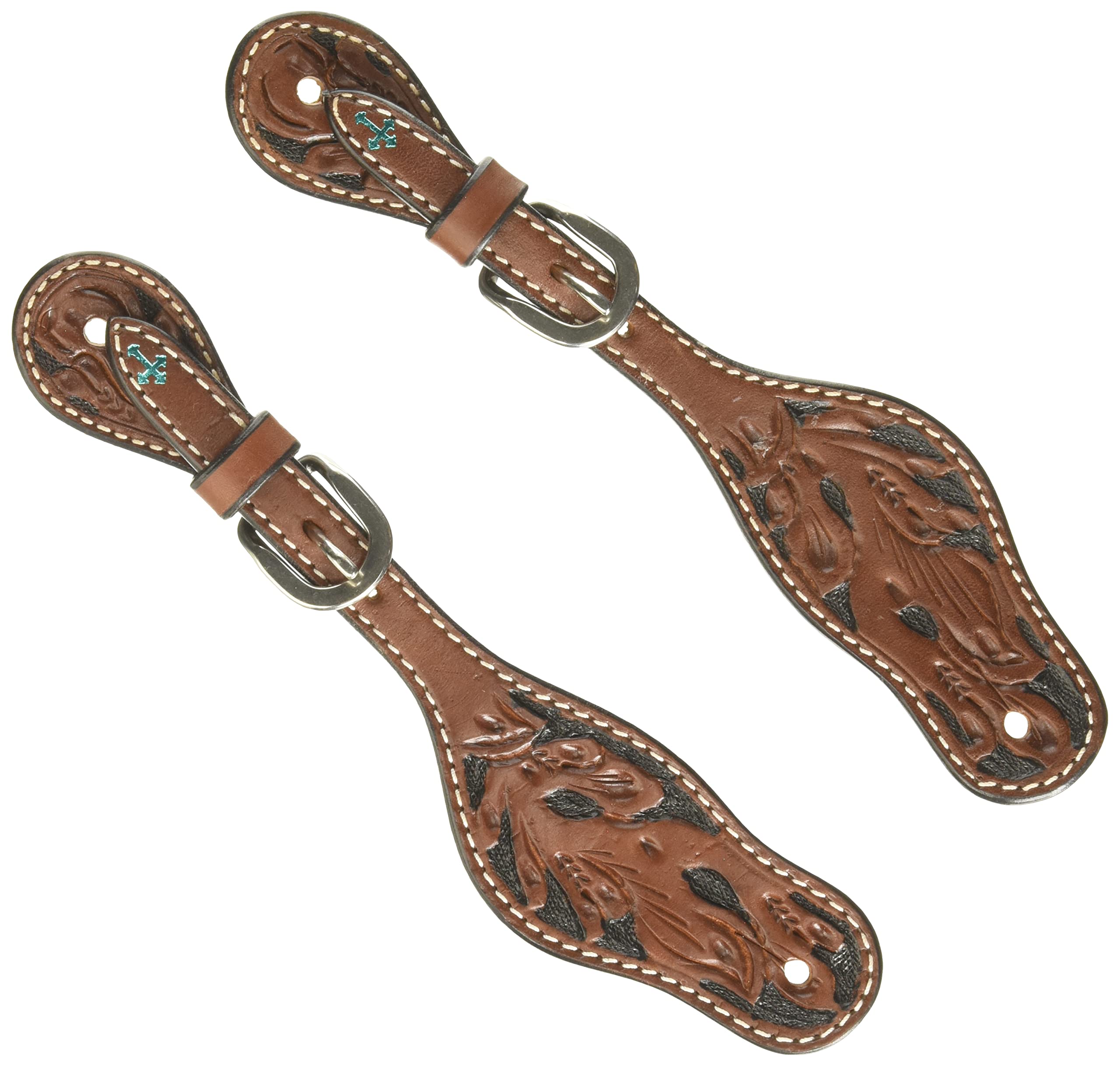 Floral Carved Ladies' Spur Straps Chestnut 45-0421