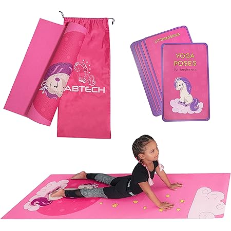 Set Tapis Yoga Enfant Tapis De Yoga Rose Licorne Pour Filles Sans Produits Chimiques Non Toxique Antiderapant Avec 12 Cartes De Yoga Et Un Sac Portable Amazon Fr Sports Et Loisirs