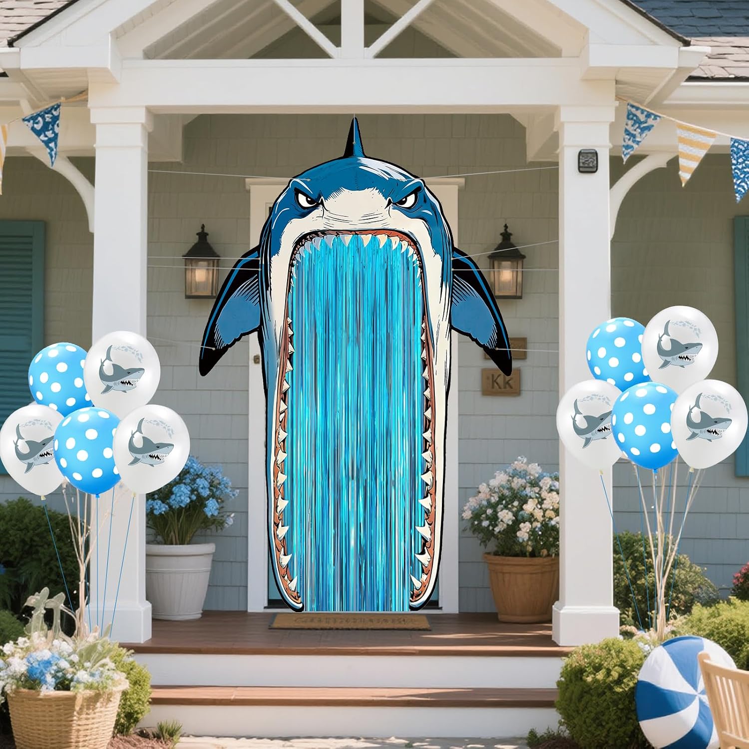 JAOJAO Shark Themed Party Decorations, Shark Party Door Banner