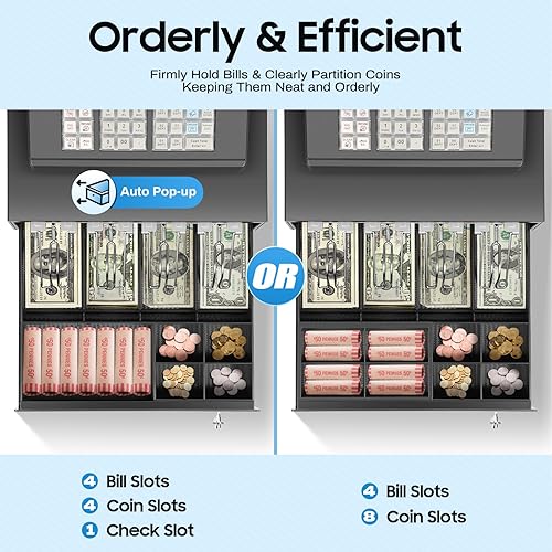 Miniatura 4 de Caja registradora, 8 dígitos LED de 38 llaves registradora electrónica, caja registradora automática con 32 departamentos, impresora térmica de