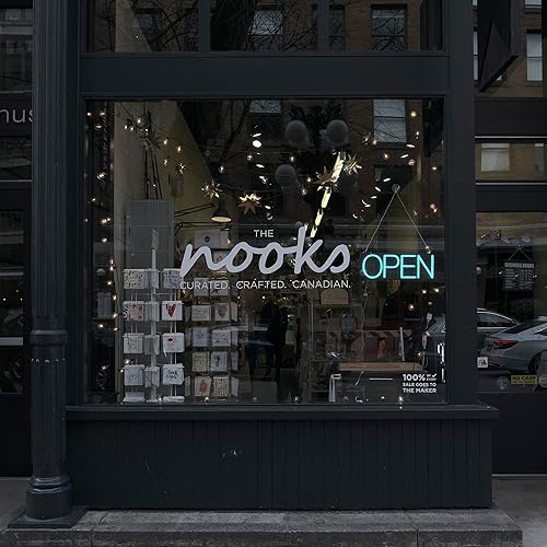 Miniatura 3 de HiNeon Letrero abierto de neón azul hielo de 20 x 7 pulgadas con control remoto, letrero de luz cian eléctrica para tienda de negocios, con cadena