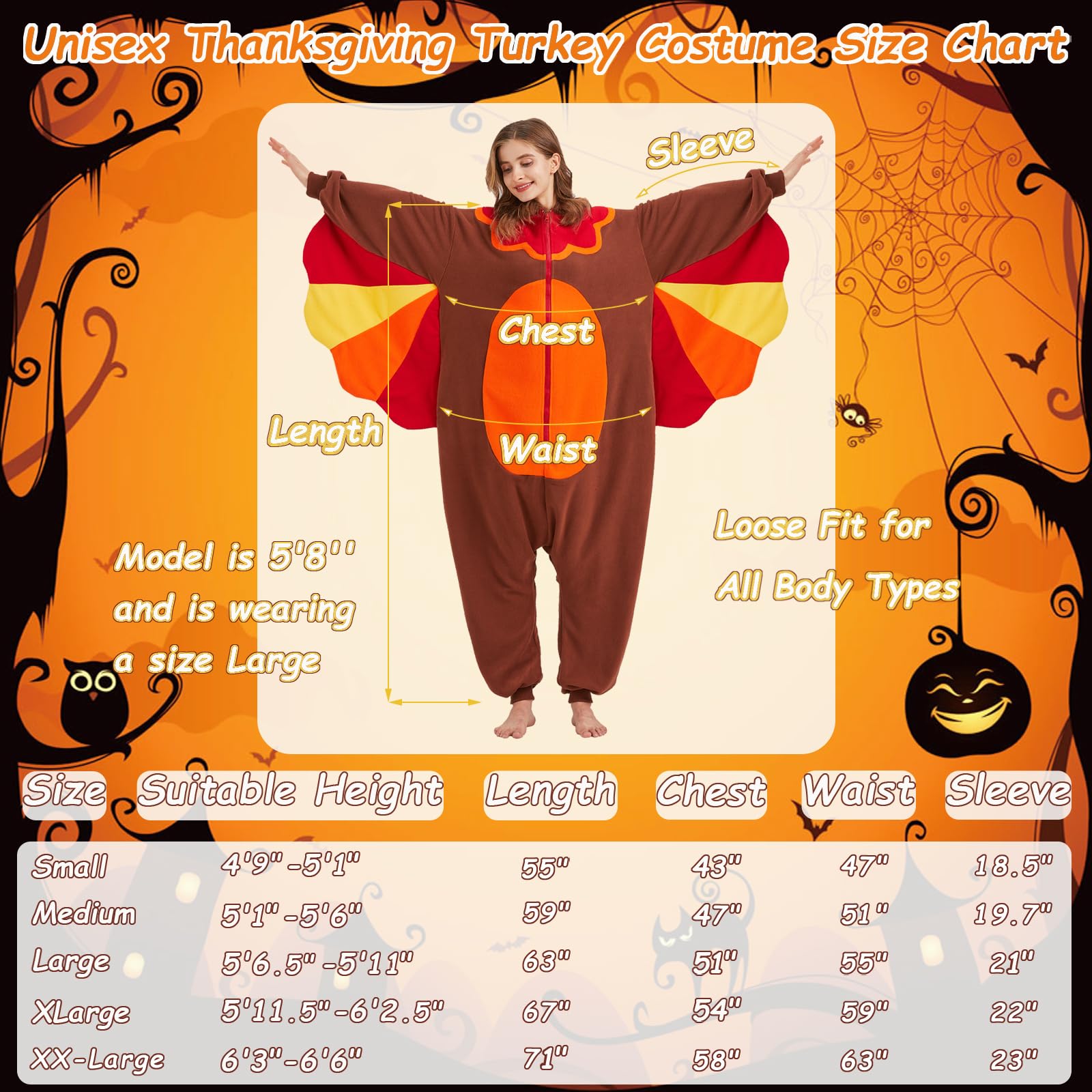 Mameluco de pavo para adultos, disfraz de Acción de Gracias, Halloween, pijama de una pieza para cosplay de animales para mujeres y hombres