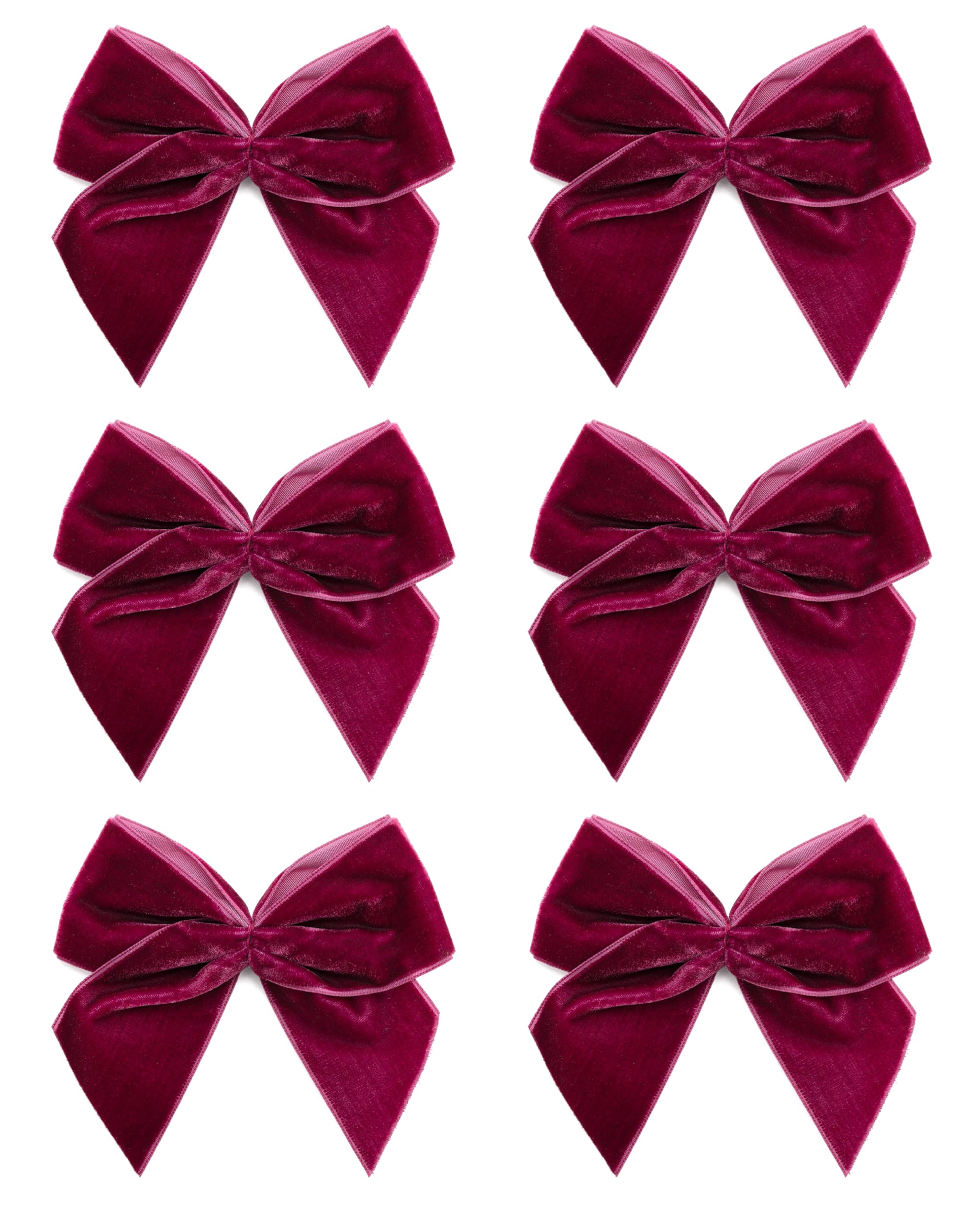 Italian Options Large Velvet Ribbon Bows, Self Adhesive Christmas Tree Bows for Crafting, Gift Wrap, Decorations, Wreaths, Cake Décor, Crafts, Hair Bow, Floristry, Burgundy, 6 Pack, 10 cm — image 1