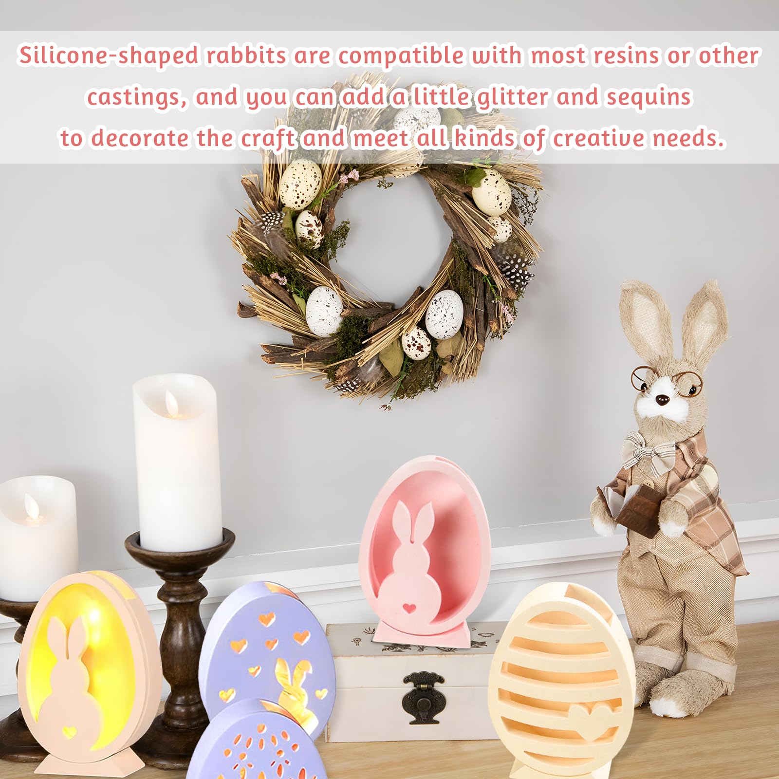 6er Set Silikonformen Osterhase – Für Kerzen, Seife & DIY Deko, Hitzebeständig Bis 230°C