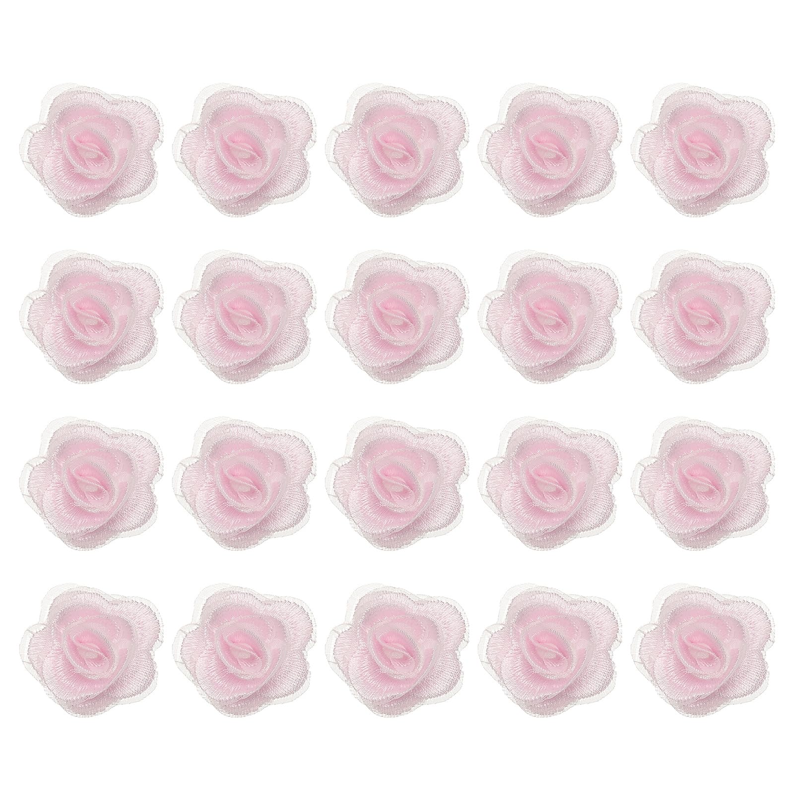 sourcing map 20 Pcs Floral Applique, 3D Flower Lace Applique Sew on Patch Embroidery Floral for Clothes Dresses Hair Ornaments Sewing DIY Craft Decoration, 2.8cm Pink