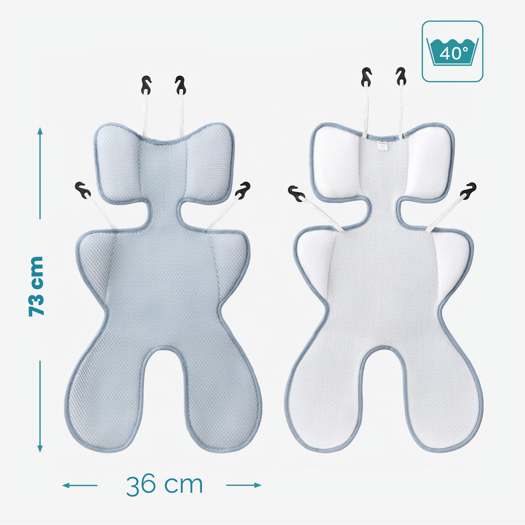 Navaris Copertina Copri Seggiolino Auto Universale Spugna - Fodera Copriseggiolino Estivo Antisudore Bambini - Copriseduta Traspirante Lavabile 73x36cm