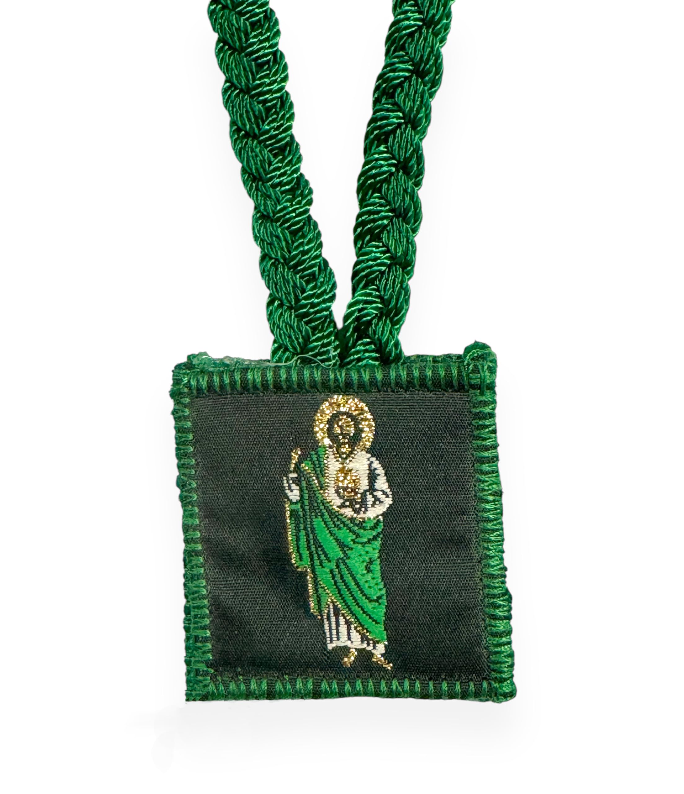 St Jude Our Lady of Guadalupe Corded Green Scapular Necklace Escapulario Verde Virgen Guadalupe San Judas Tadeo Religious Gift