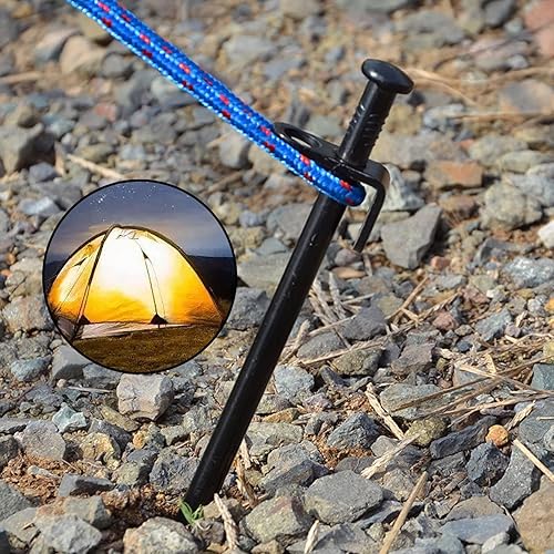 Miniatura 5 de 20 Pack Tent Stakes Heavy Duty 16 inch Forged Steel Solid Tent Pegs Metal Ground Camping Stakes for Camping Unbreakable and Inflexible