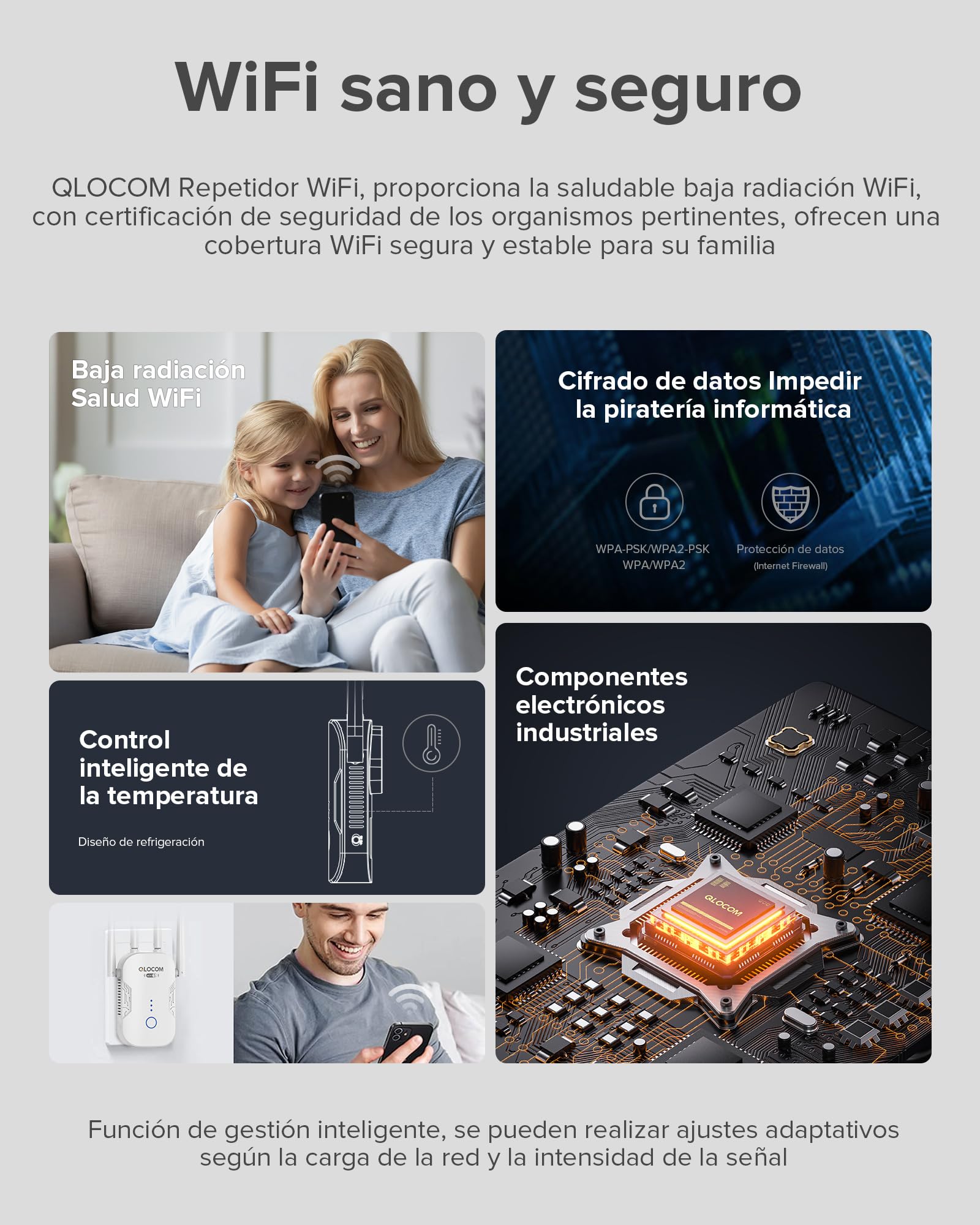 2026 Nuevo Amplificador Señal WiFi 1200Mbps Repetidor WiFi, Doble Banda 5GHz y 2.4GHz Extensor WiFi con WPS, WiFi Booster Compatible con Todos los Routers