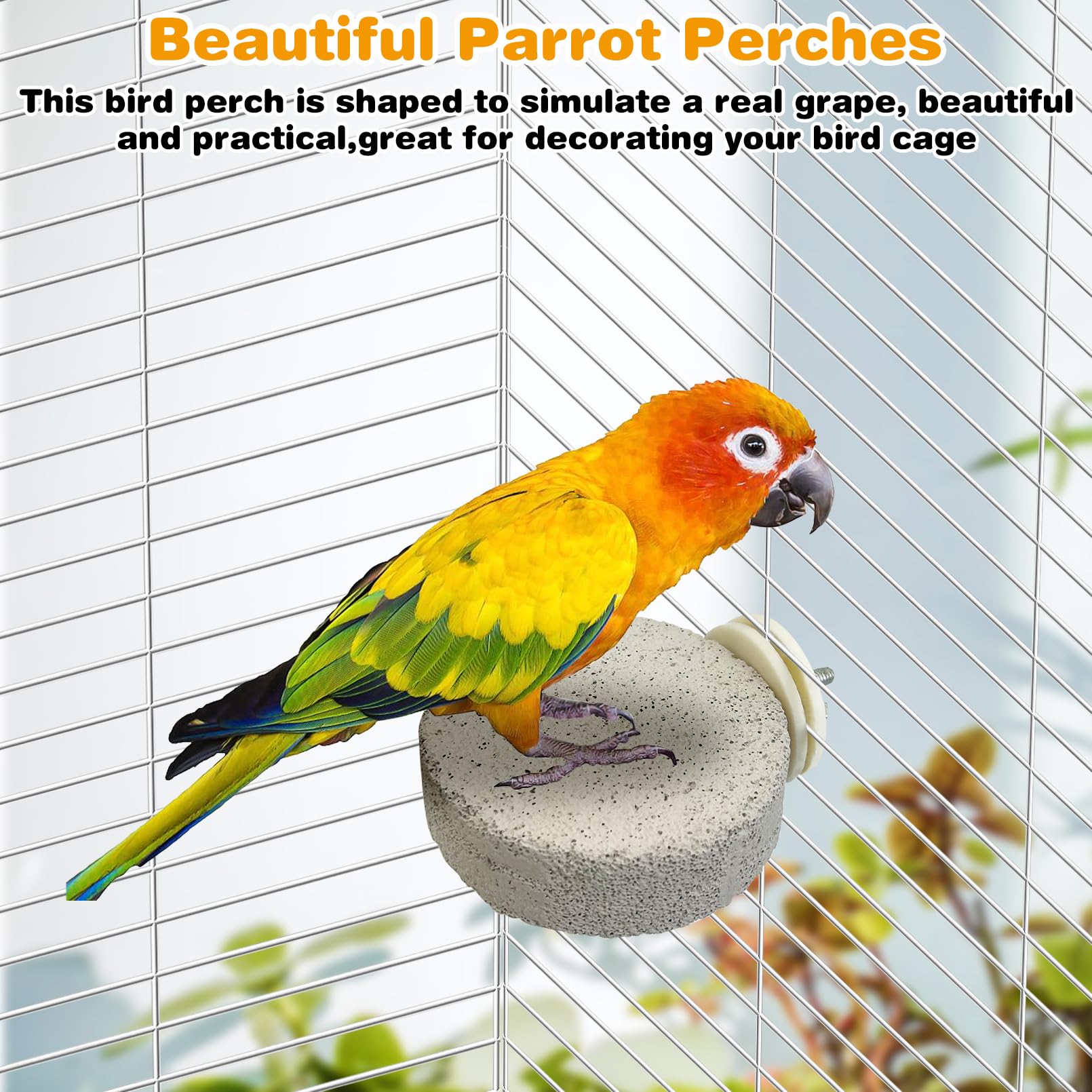 PINVNBY 4 PCS Bird Perches Calcium Parrot Perch Stand Bird Beak Grinding Stone Foot Claws Trimmer Parrot Chewing Toys Bird Cage Accessories for Budgie Cockatiel Conure Lovebird Finch - image 7