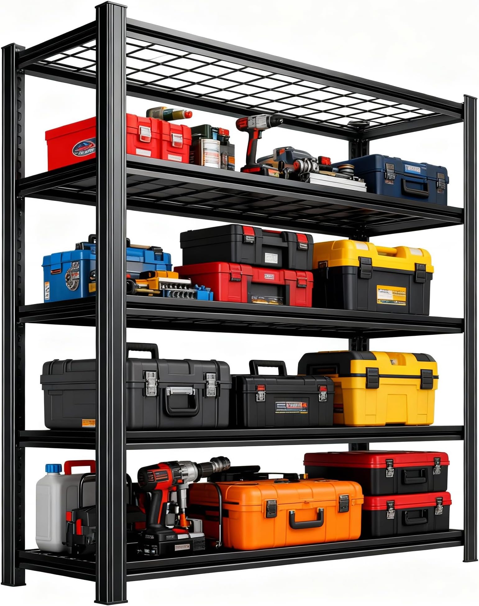 Garage Shelving,Heavy Duty 5-Tier Wire Shelving Unit - 72" H x 35.4" W x 15.7" D, 2500 lbs Load Capacity Storage Shelves,Adjustable Metal Shelves for Garage, Kitchen, and Pantry Storage